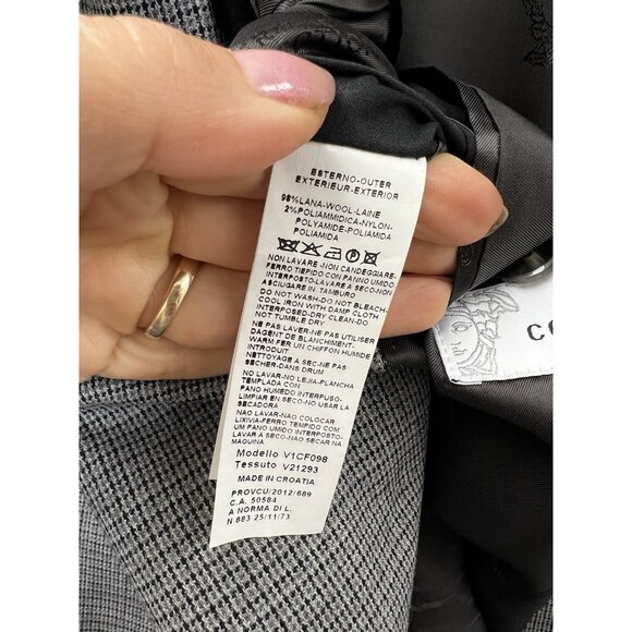 Versace Collection Wool Blazer  Sports Coat Gray houndstooth  Sz 54 - Picture 6 of 15